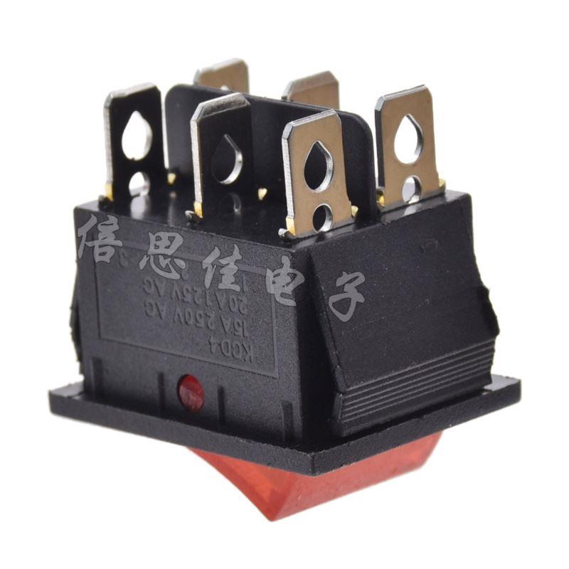 船型开关/KCD4 带灯6脚2档 电源开关 按钮开关/ 6脚双排翘板开关