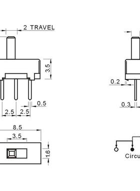 SS12D00 拨动开关 3脚2档G2/G3/G4/G5 小型微动开关 滑动开关