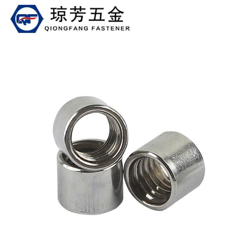 304不锈钢圆柱螺母内螺纹圆螺母m10m3圆柱型螺帽丝杆接头焊接螺母