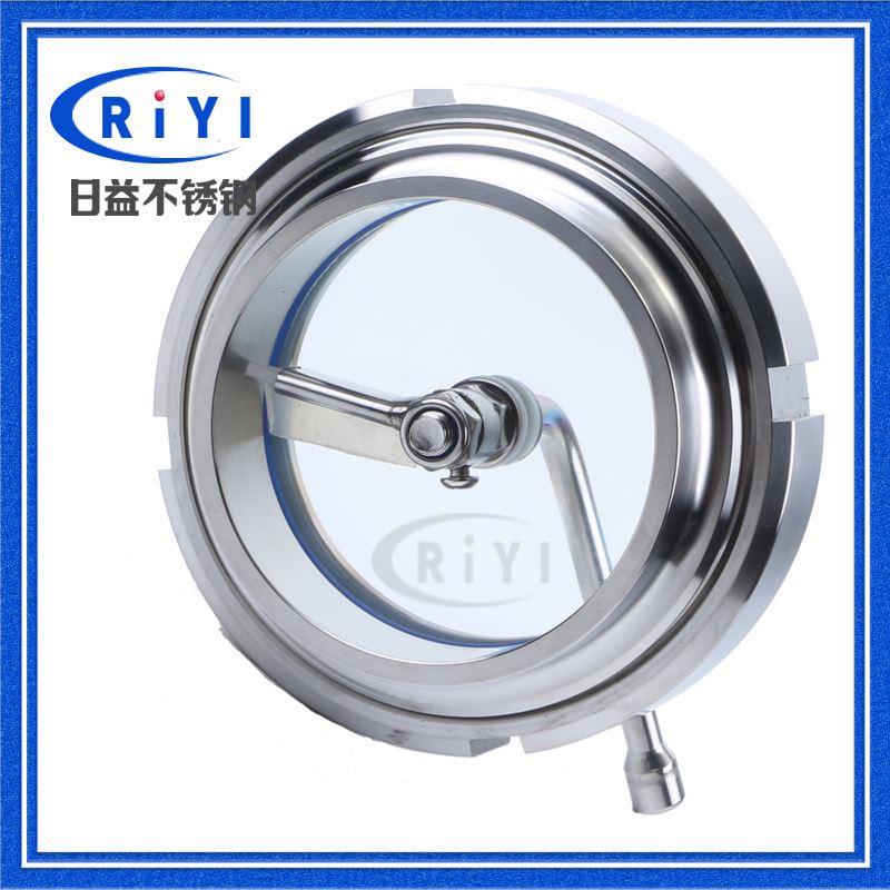 304卫生级焊接活接视镜 带刷雨刮玻璃观察 不锈钢圆螺纹活结视窗