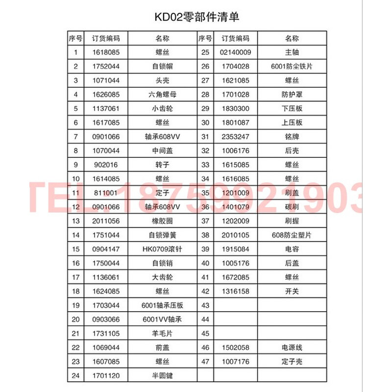 。坚固配件KD02-100角磨机转子定子壳后盖齿轮主轴承压板开关碳刷