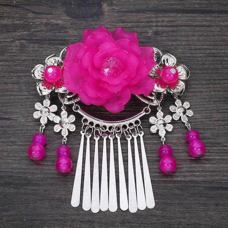 珠花复古发簪古风簪子古代流苏古装头饰女汉服发饰发夹步摇长流苏