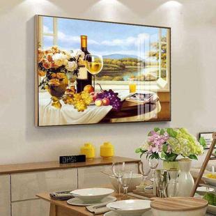 享新惠轻奢餐厅装饰画冰晶玻璃有框画晶瓷镶钻挂画水果花卉酒杯墙