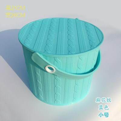 浴框洗澡手提桶带盖蓝室间放衣篮筒塑料女筐欧式沐水捅家用收纳