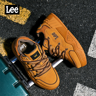 Lee官方冬季男鞋时尚复古面包鞋板鞋百搭增高真皮休闲鞋子男潮鞋