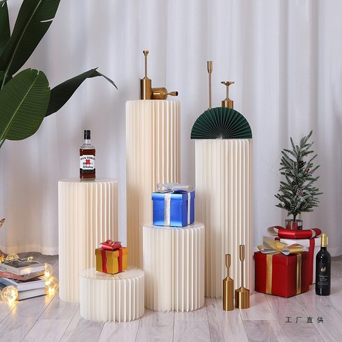 新款婚庆道具折叠甜品台摆件罗马柱路引圆柱变形折柱婚礼橱窗装饰