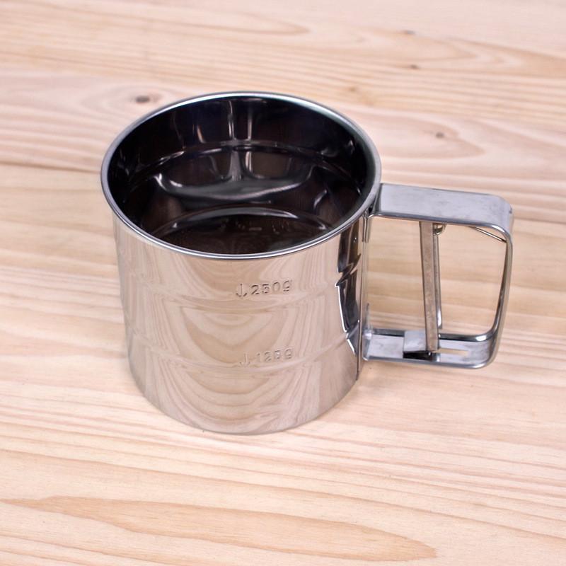 现货手压式不锈钢单层小号粉筛杯面粉筛蛋糕用具烘焙工具