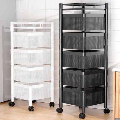 厨房置物架落地多层收纳架果蔬收纳柜多功能旋转菜篮子放蔬菜架子