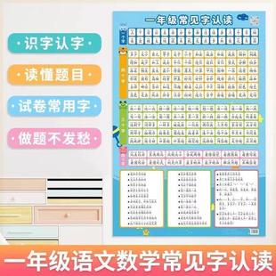 一年常见字认挂读图小学生30识认字级大全数学语文儿童学字习挂图