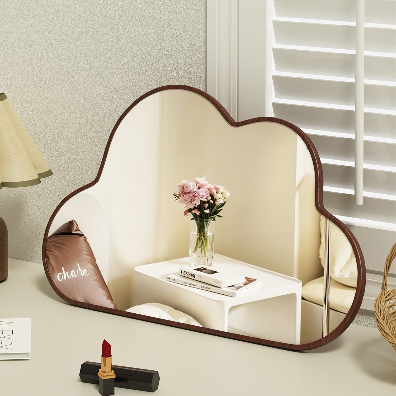 云朵化妆镜家用卧室台式桌面梳妆台镜子ins高级感复古大号梳妆镜