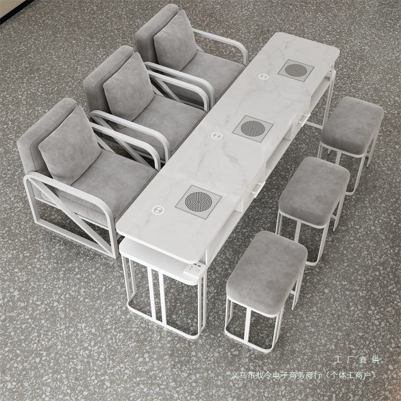 美甲桌子椅套装带吸尘器插座经济型单双三人网红轻奢风修甲台