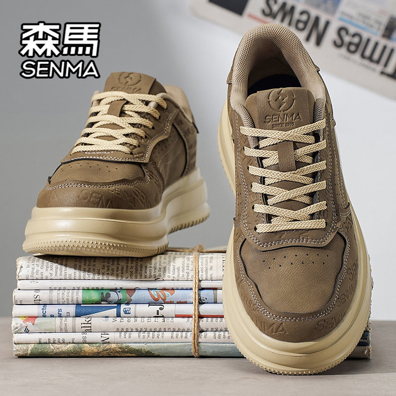 森马男鞋春季休闲百搭男士运动低帮板鞋潮流复古工装皮鞋增高潮鞋