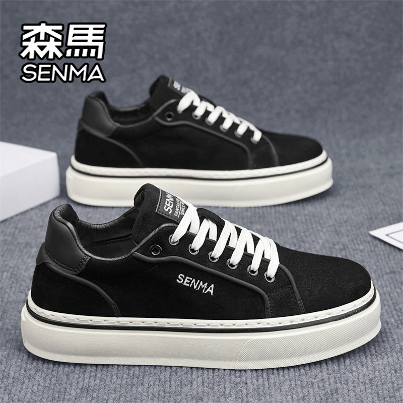 森马帆布男鞋春季百搭低帮板鞋男士运动休闲厚底增高黑色布鞋潮鞋