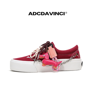 ADCDAVINCI 快乐Dog 新品耐磨厚底帆布鞋趣味狗链设计女休闲板鞋
