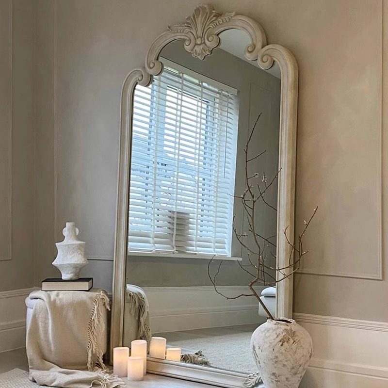 法式复古落地全身镜欧式雕花穿衣镜子衣帽间服装店试衣镜炉装饰镜