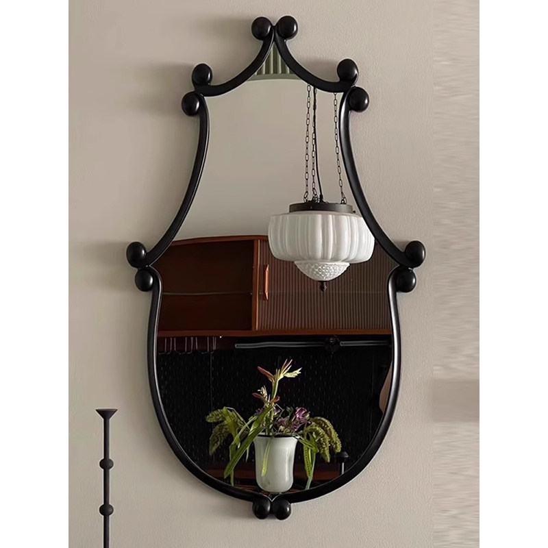 中古风异形浴室镜卫生间化妆美式法式复古梳妆镜客厅壁炉装饰镜子