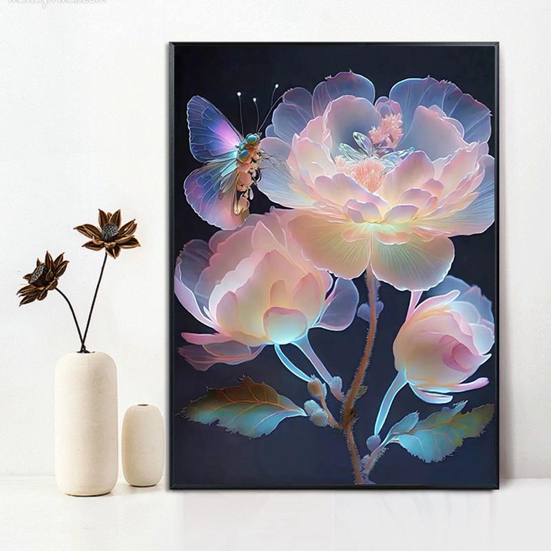 高级感花卉钻石画2025新款5d点贴砖石十字绣水晶牡丹客厅餐厅满钻