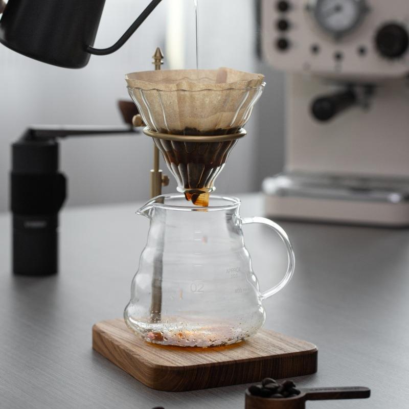 实木黄铜手冲咖啡支架V60滤杯架胡桃木底座可调节滴漏式过滤架子
