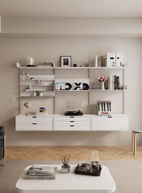 TOYA轨道书架挂墙悬浮展示架Vitsoe隔板置物架客厅墙面铁艺收纳架