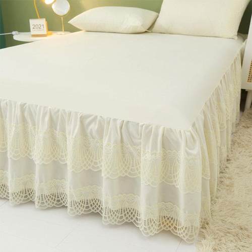 公主风蕾丝花边薄款床裙单件1.5米1.8x2m防滑床罩床围床垫保护套