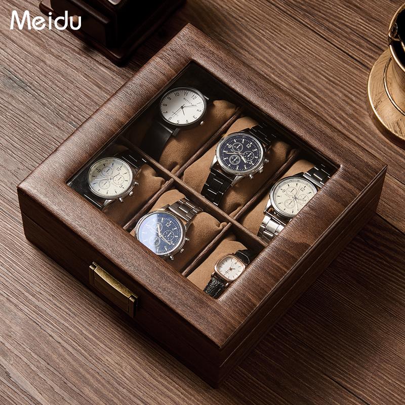 手表收纳盒木纹皮高档精致家用展示盒大容量防尘首饰手饰手表盒子