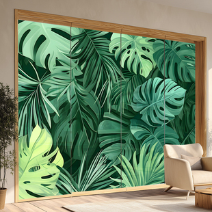 盛夏绿植氛围玻璃贴养眼透光不透人客厅阳台办公空间防窥窗户贴膜