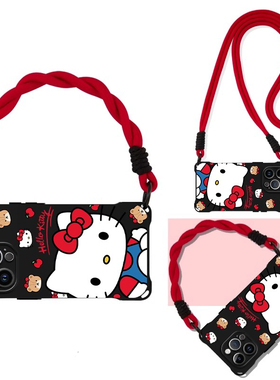 可爱凯蒂猫适用三星s25ultra手机壳s24+/s23fe挂绳s21+斜挎note20创意a06软a15腕带a23背带a34/a50s/a56/a71