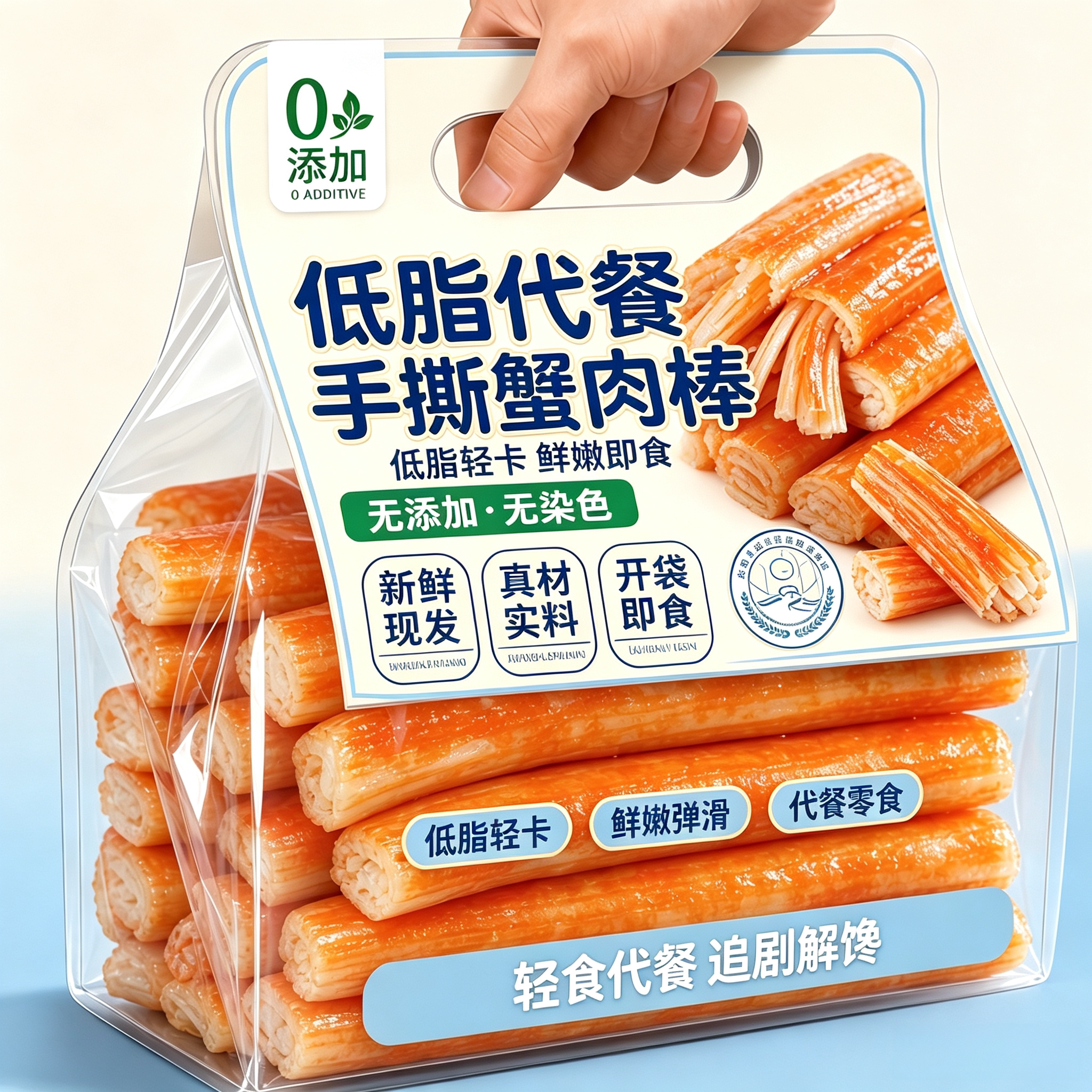 手撕蟹柳健身开袋即食添加真蟹肉棒蟹棒蟹味棒减低0脂食品旗舰店图片