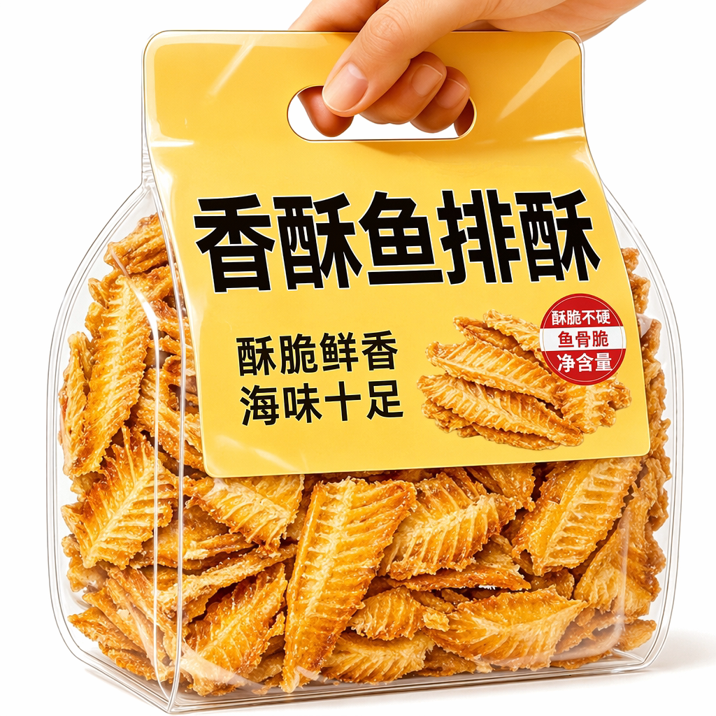 鱼骨酥零食舟山香酥鱼排即食烤鱼骨深海无添加鱼骨粒休闲海味小吃