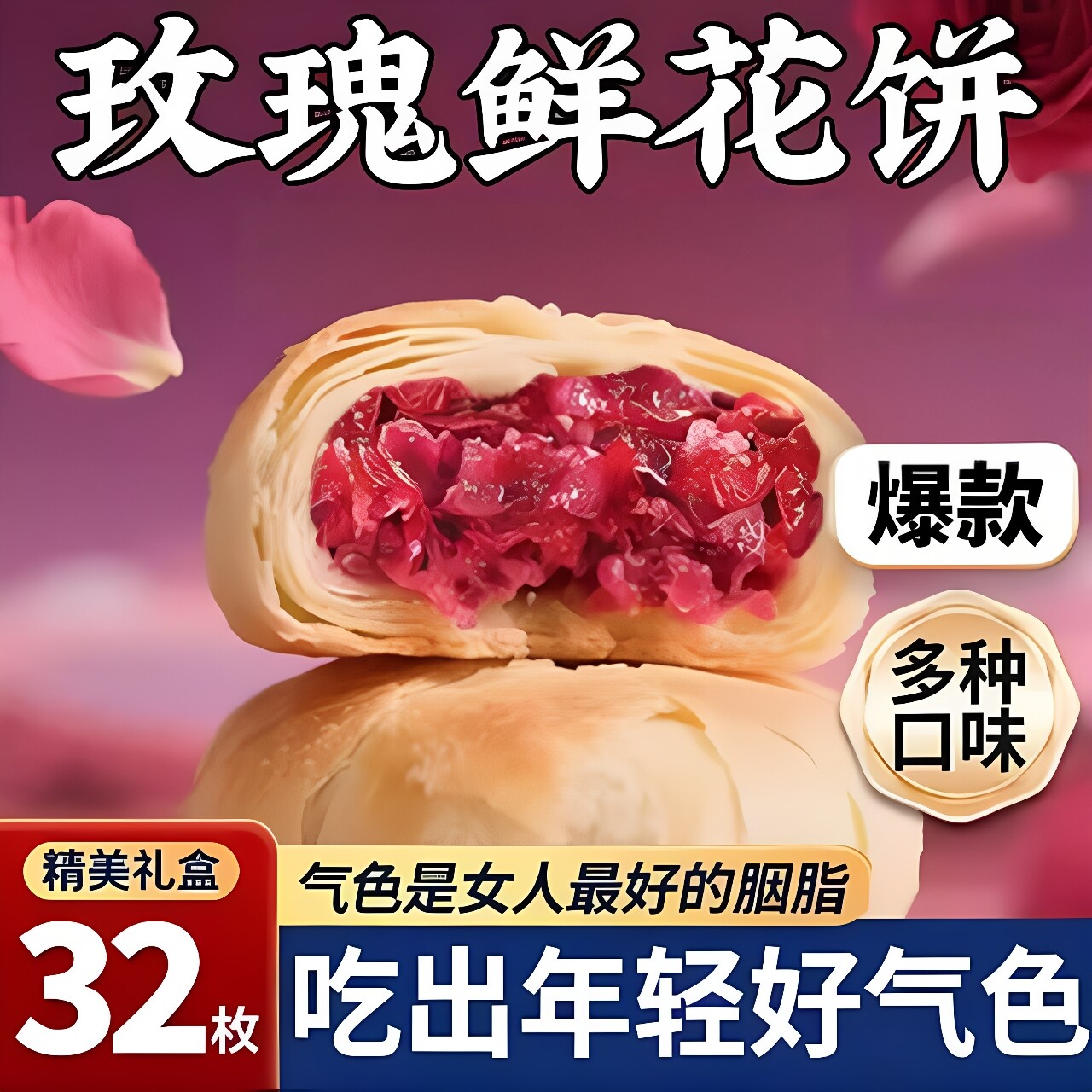 鲜花饼女生爱吃的零食好吃的云南特产休闲食品年货礼盒官方旗舰店