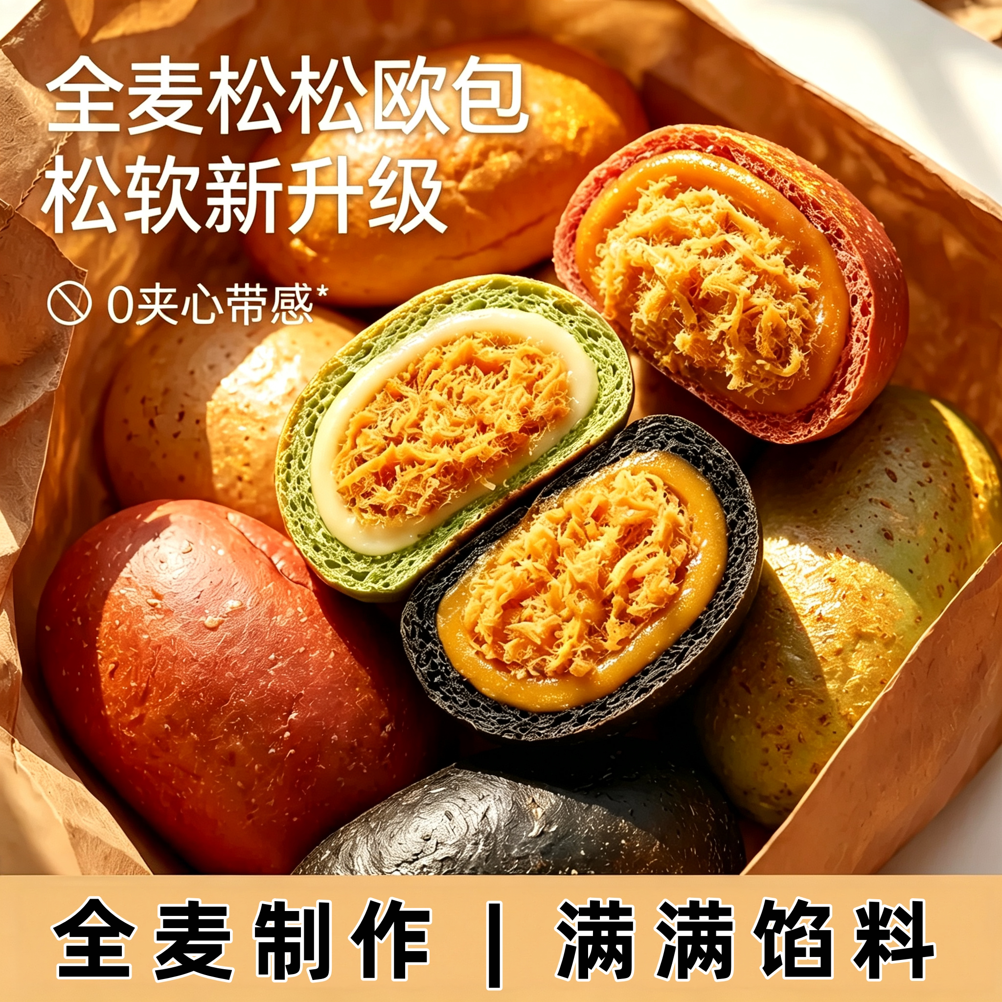松松欧包夹心面包肉松全麦早代餐健身主零食品夹心手作面包早餐
