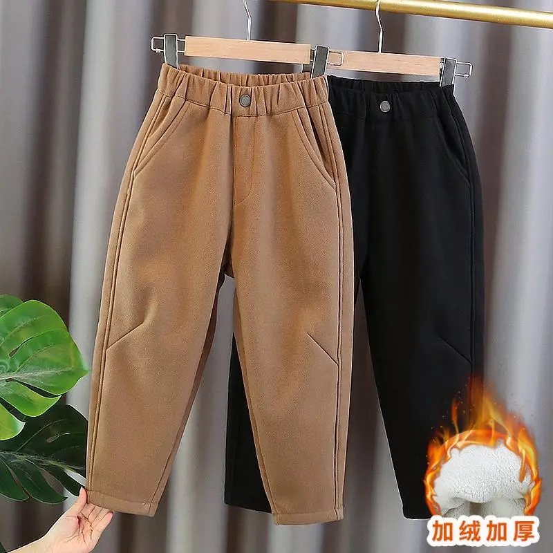 女童加厚加绒哈伦裤2025新款秋冬季老爹裤中大儿童洋气一体绒裤子