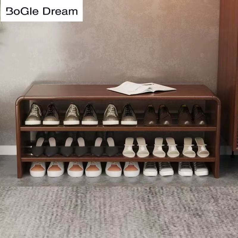 实木换鞋凳家用白蜡木鞋架门口入户玄关可坐长条鞋柜多层收纳鞋架