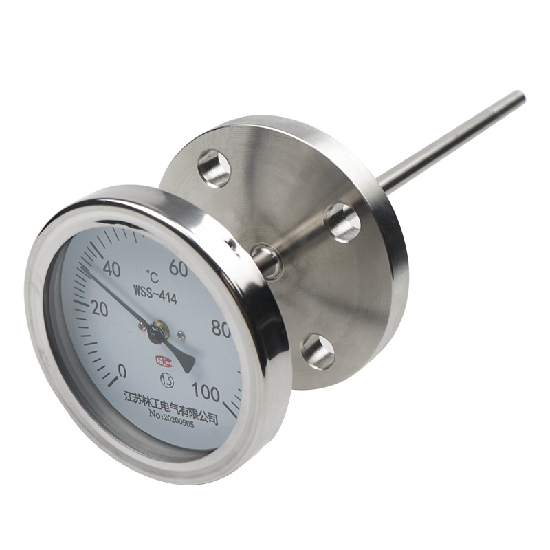 WSS-414法兰式温度表WSS-441热套式双金属温度计0-100 200度300