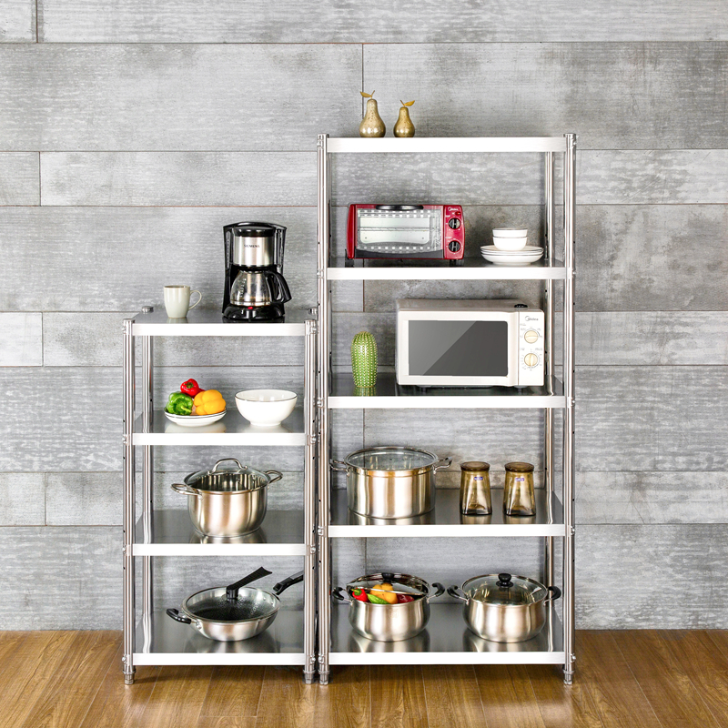 五层加厚不锈钢厨房置物架落地架子多层物品放置收纳货架储物层架