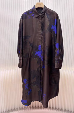 海燕家新款 重磅高级慵懒100桑蚕丝斜纹绸衬衫连衣裙L1317好