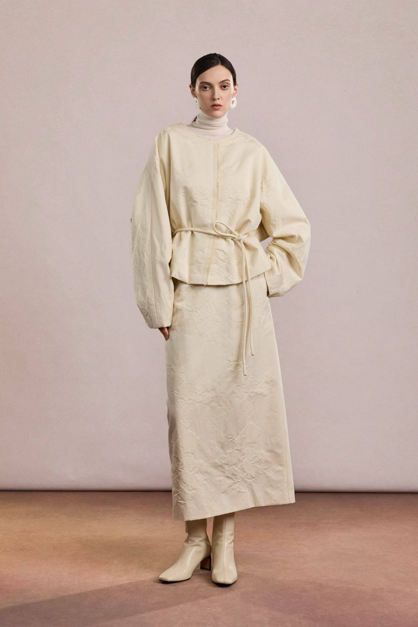 海燕家高端线 浮雕柔软保暖慵懒棉毛系带薄棉上衣裙子套装MY625