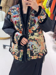 章海燕秋冬新款 重工苗绣斜襟棉服F277 新中式