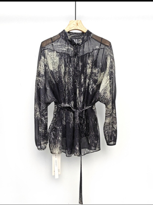 海燕家墨白系列100桑蚕丝宽松版松弛慵懒风调性款衬衫S629对