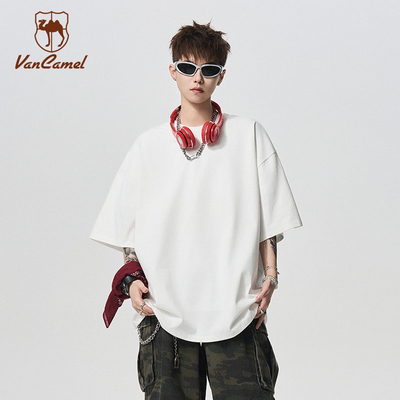 VANCAMEL/西域骆驼精梳纯棉T恤男女通用夏季新款舒适透气短袖上衣