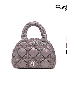 Carlyn GLAM迷你韩国泡泡褶皱设计保龄球包云朵手提包单肩斜挎包