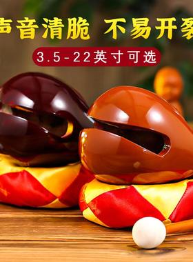 香樟木木鱼法器实木家用一套棒槌垫子老式小木鱼木雕摆件打击乐器