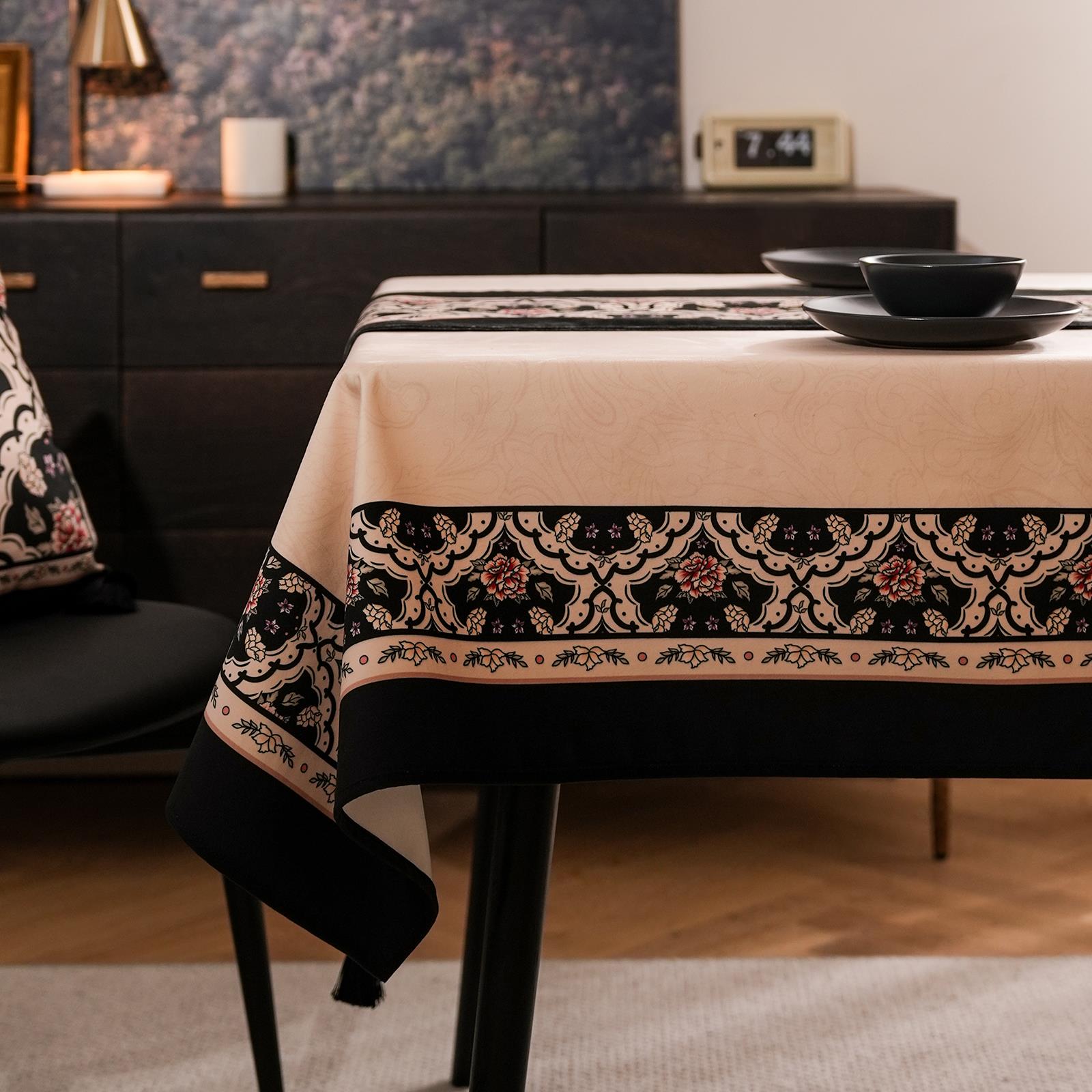 尤弥尔法式中古风绒布餐桌布装饰布防尘布茶几盖布高级氛围感台布