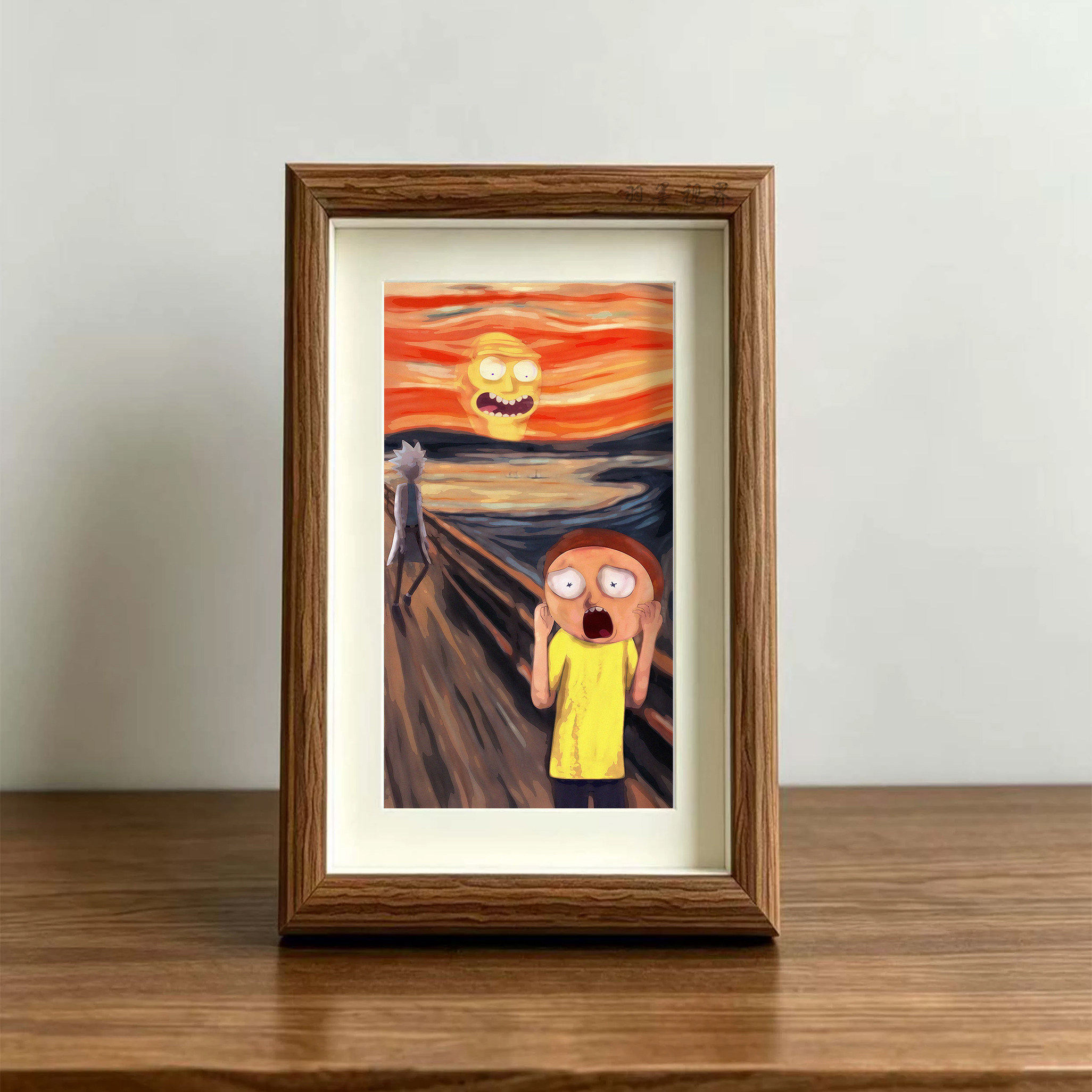 瑞克和莫蒂恶搞呐喊装饰画 趣味搞怪桌面摆画 书房卧室个性摆件