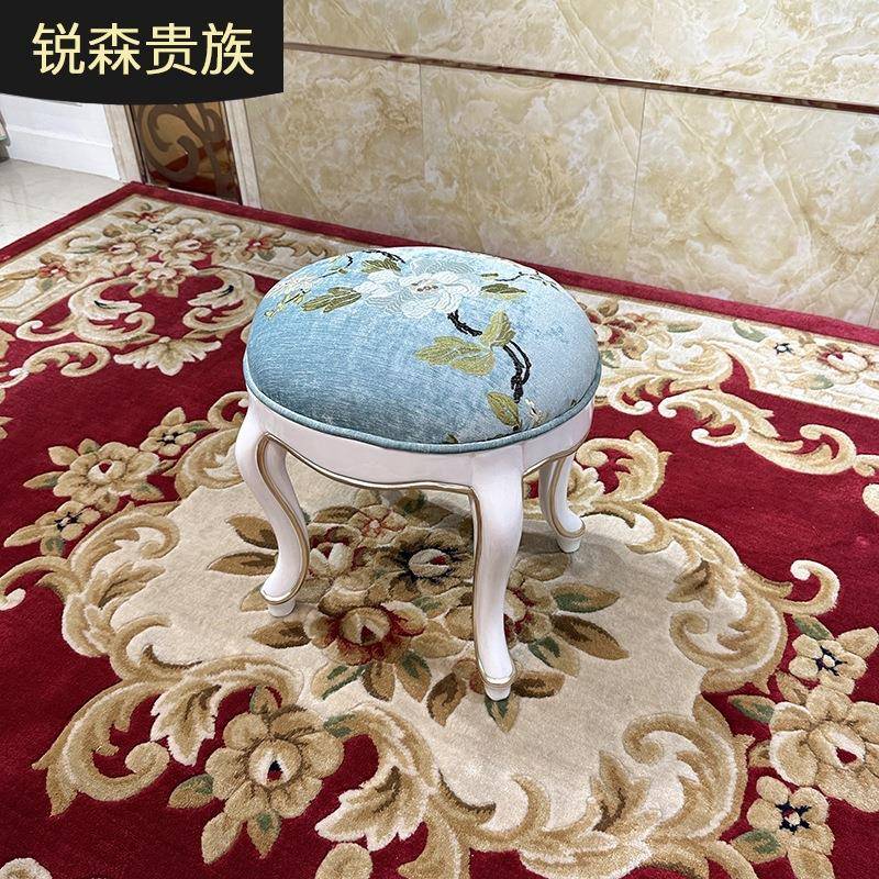法式实木布艺刺绣梳妆凳欧式奢华卧室化妆凳简约化妆台家用家具