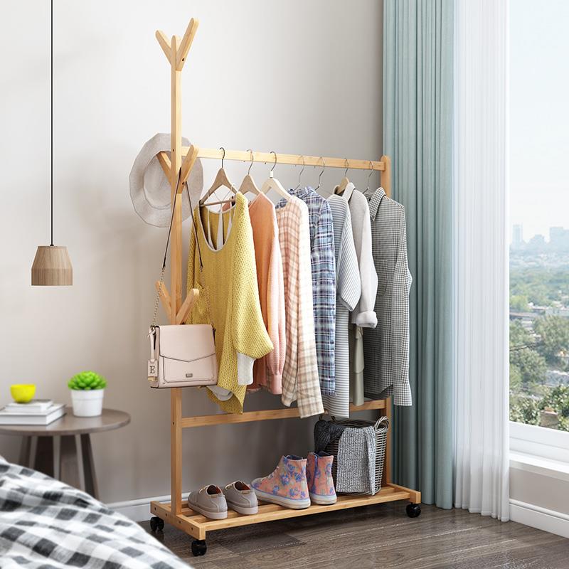 简易衣帽架家用卧室客厅挂衣架落地立式宿舍收纳架子置物架挂包架
