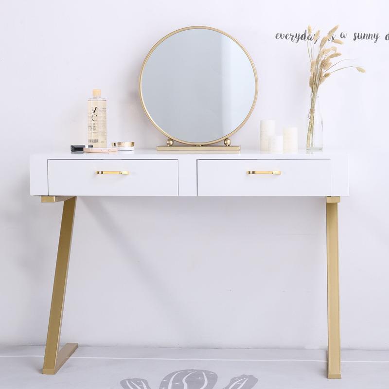 北欧白色梳妆台简约卧室实木化妆台钢琴烤漆带抽屉化妆桌