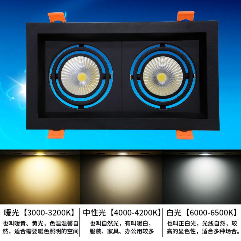 led斗胆灯双头豆胆灯嵌入式双排灯格栅灯双头格栅灯led双筒灯天花