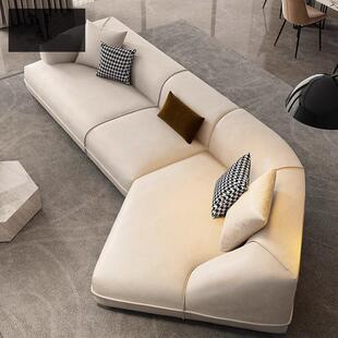 奶油风现代简约大户型轻奢异形转角沙发意式极简客厅布艺沙发组合