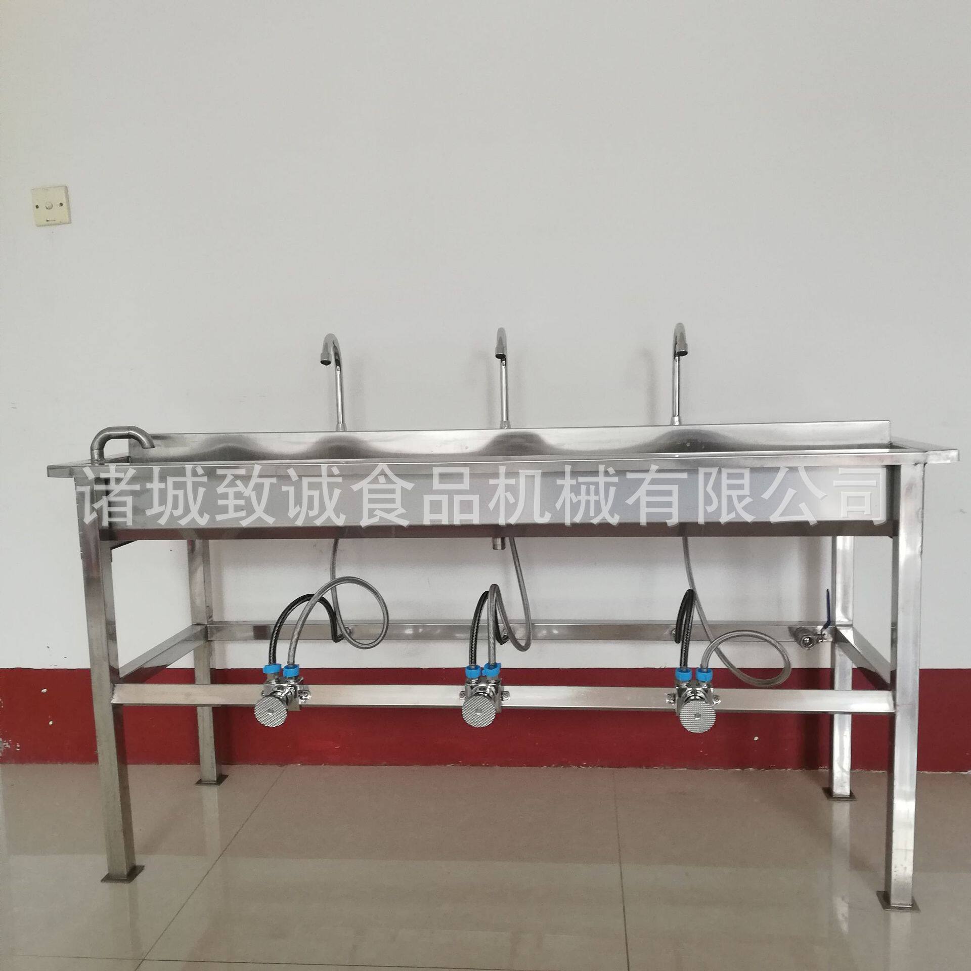 脚踏式膝顶式洗手消毒池不锈钢车间清洗槽多人位消毒浸泡池